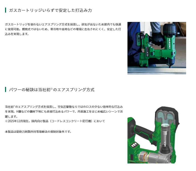 HiKOKI コードレスコンクリート釘打機 NC1840DA(NN)