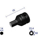 ナック　ヘキサゴンレンチソケット　差込角２５．４ｘ対辺１４ｍｍ 814C [296-2926] 【インパクト用ソケットレンチ】[814C]