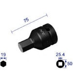 ナック　ヘキサゴンレンチソケット　差込角２５．４ｘ対辺１９ｍｍ 819C [296-2942] 【インパクト用ソケットレンチ】[819C]