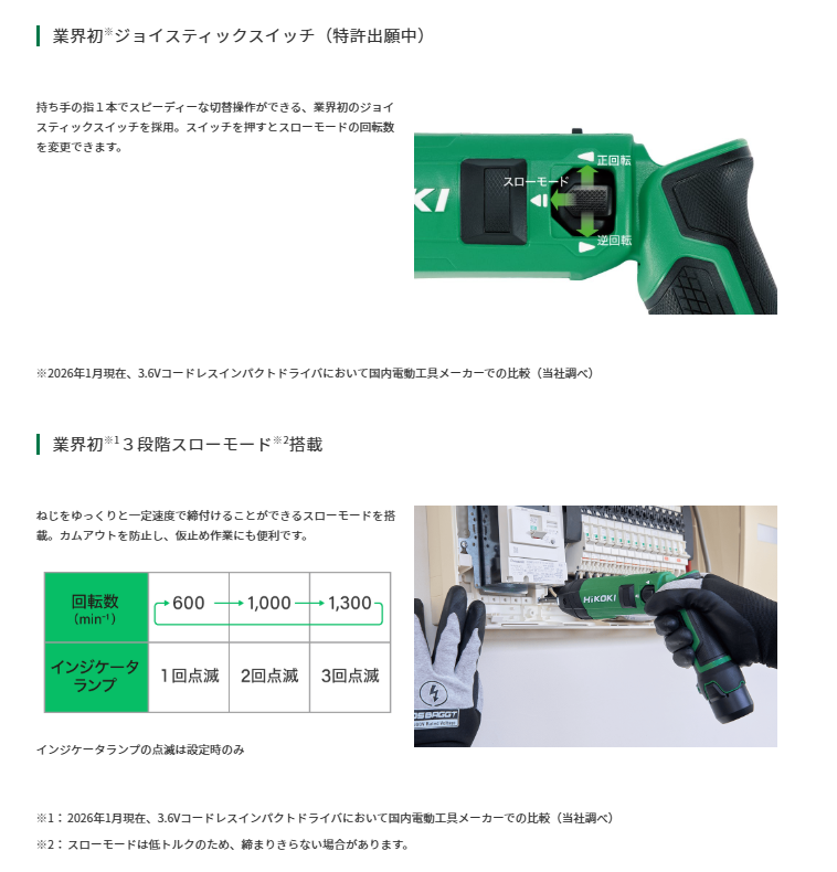 (限定特価 T)HiKOKI (ハイコーキ) 3.6V コードレスインパクトドライバ WH3DA(2JS) 5.0AH セット品 ※バッテリー×2個・充電器付【DIY/電動工具/コードレス/インパクトドライバ】