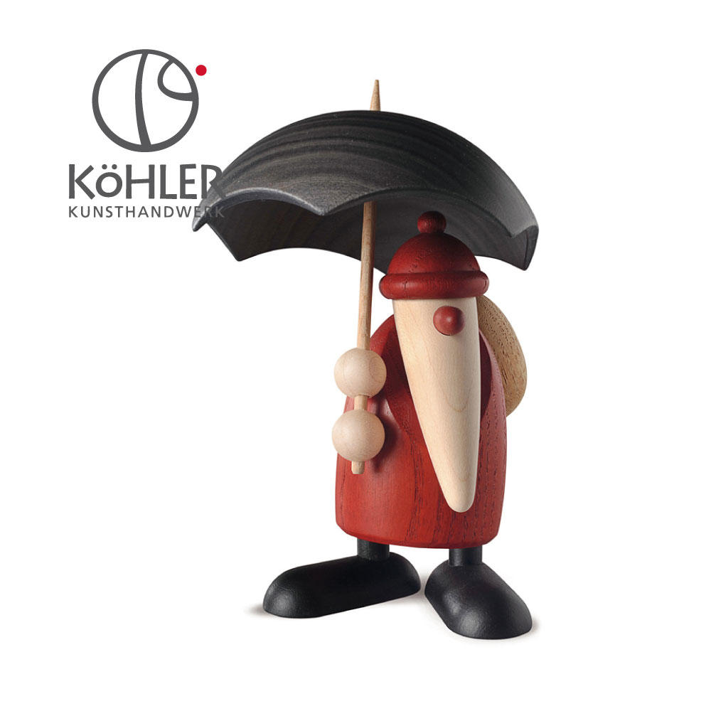 Kohler(ケーラー) 傘さしサンタ ドイツ製 高級 木製オブジェ