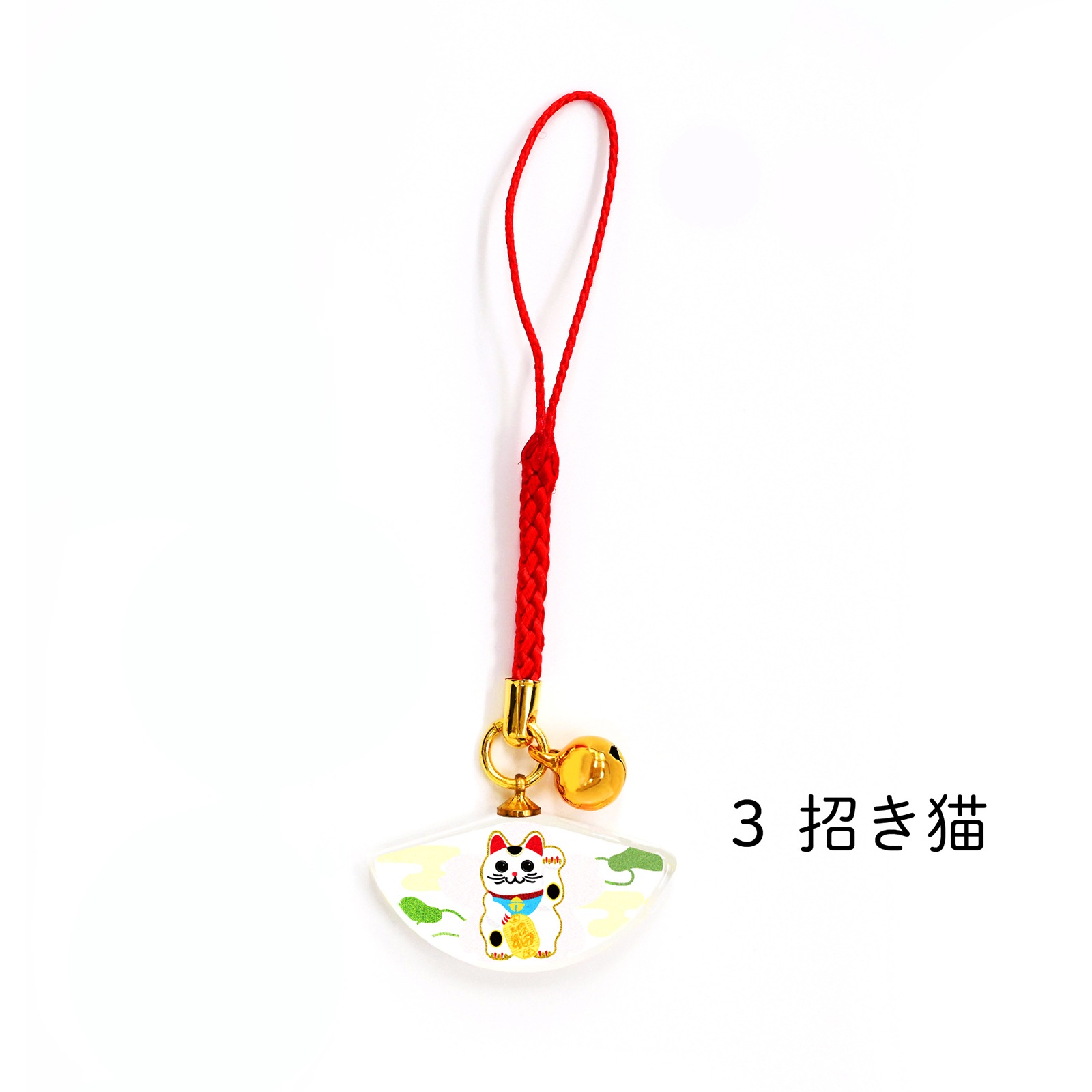 KT-501<br>しあわせストラップ 扇ガラス 全5種類<br>【クリックポスト対応/代引き不可】