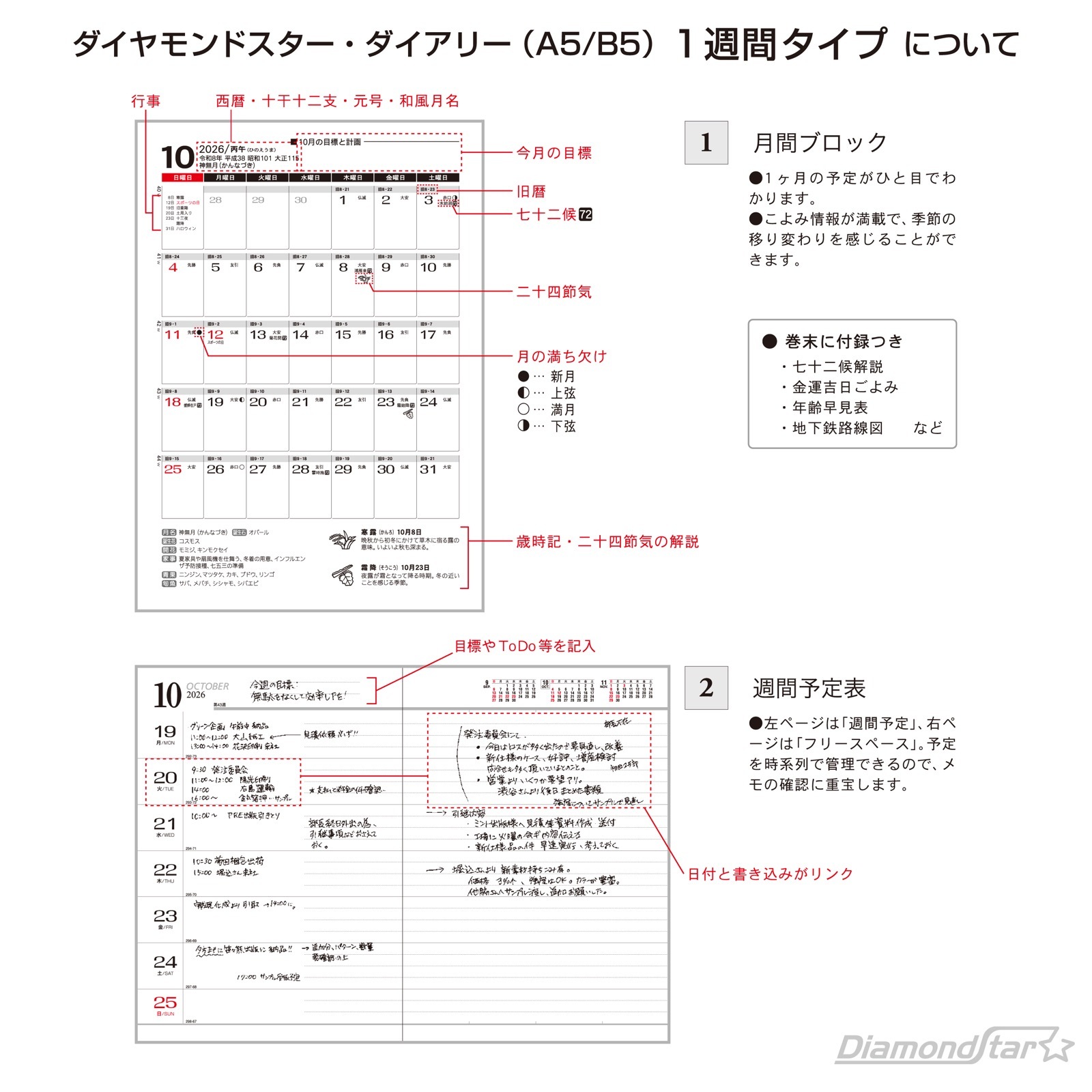 TD-148（2026年版） ダイヤモンドスター・ダイアリー A5・1