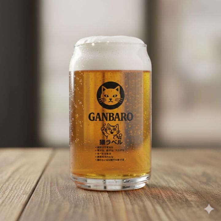 猫ラベル（GANBARO）の缶型グラスならaruBuy（あるばい）