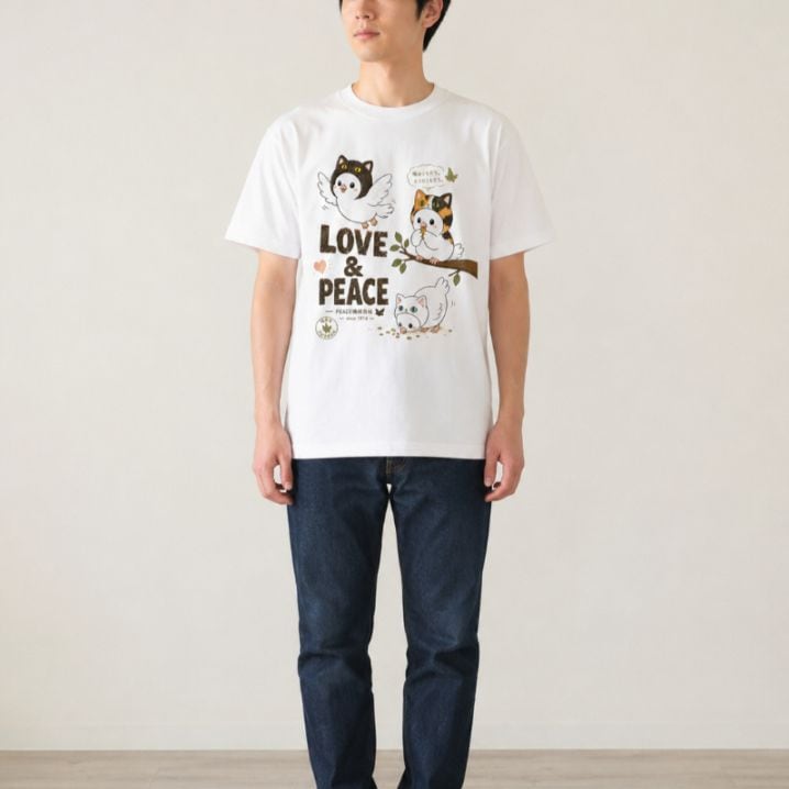 LOVE＆PEACEホワイトTシャツ （半袖）ならaruBuy（あるバイ）