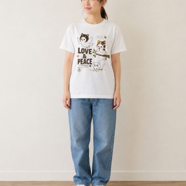 LOVE＆PEACEホワイトTシャツ （半袖）ならaruBuy（あるバイ）