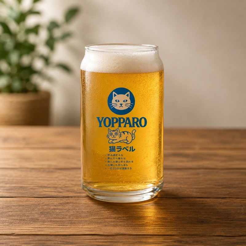 猫ラベル（YOPPARO）の缶型グラスブルーならaruBuy（あるばい）