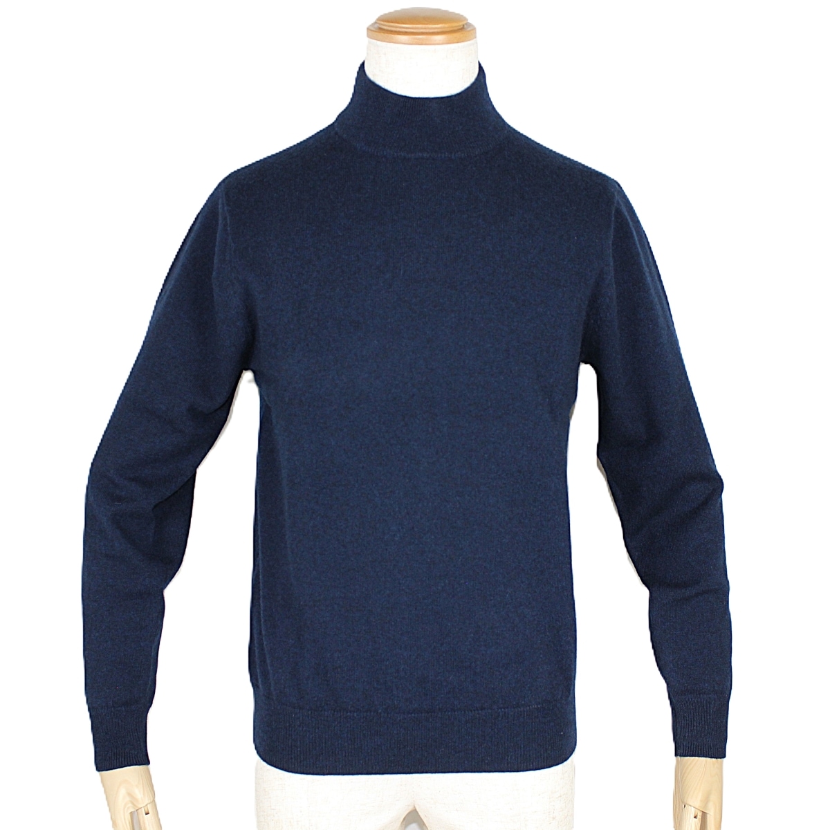 ALPHA（アルファー） カシミアモックネックニット ネイビー 長袖