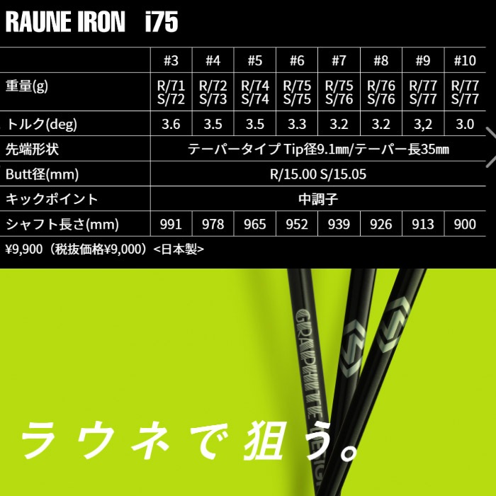 グラファイトデザイン RAUNE IRON ラウネ アイアン i75 テーパーチップ