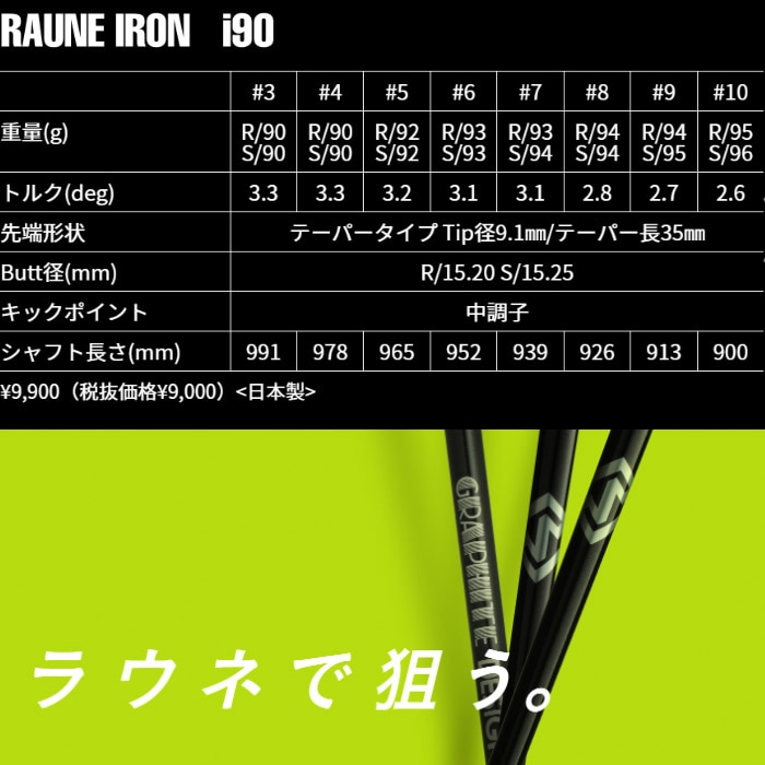 ブランドバッグ通販サイト IRON RAUNE グラファイトデザイン ラウネ テーパー i90 アイアン クラブ