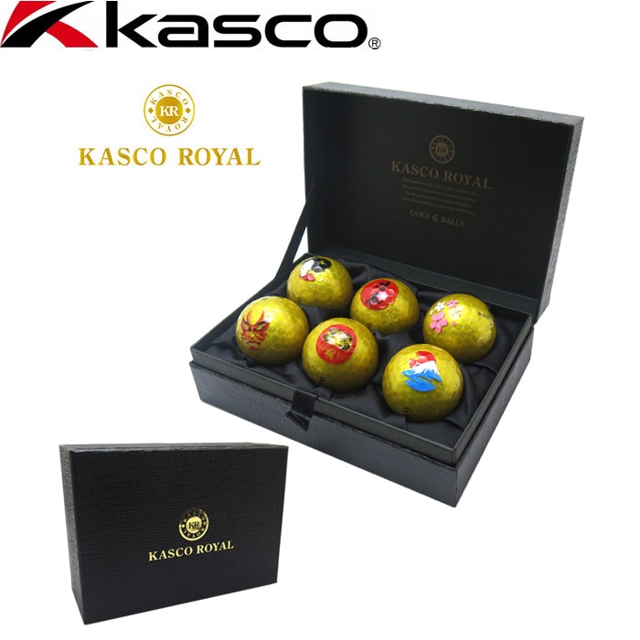 キャスコ ロイヤル3 和柄 ゴルフボール KASCO ROYAL 3 【6個入】純金入 ギフト 贈り物 プレゼント