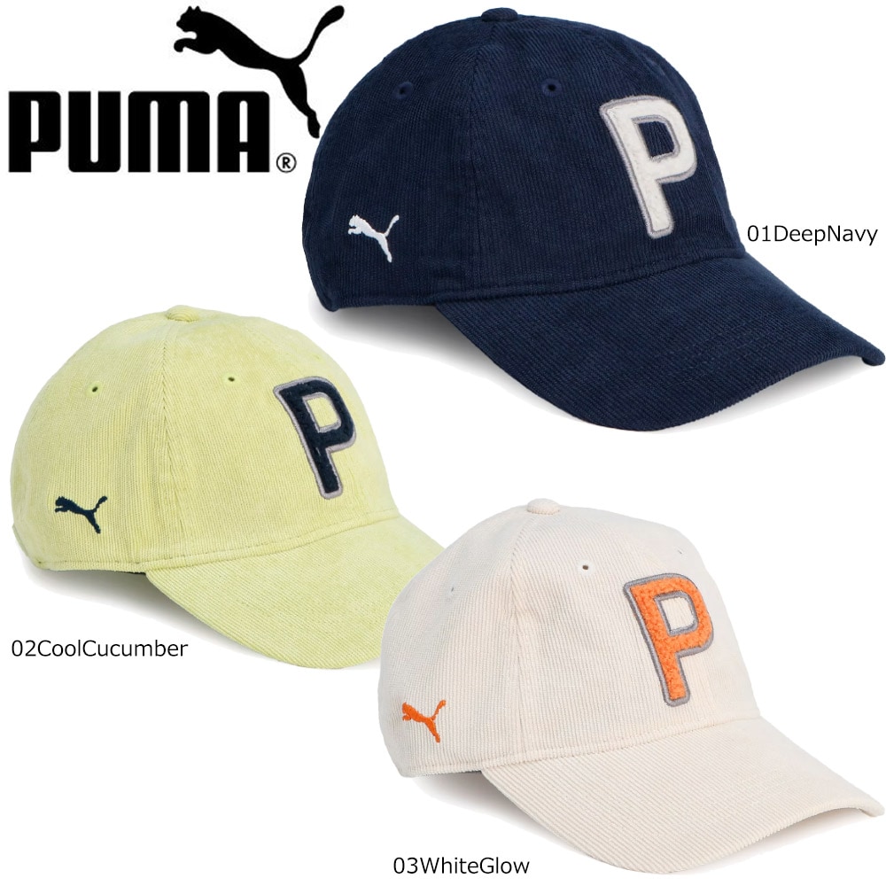 PUMA 026055 ウィメンズ ゴルフ Pロゴ コーデュロイ キャップ ゴルフキャップ
