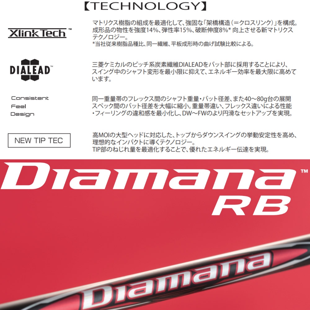 スリクソンZXi用OEMスリーブ付きシャフト 三菱ケミカル Diamana RB