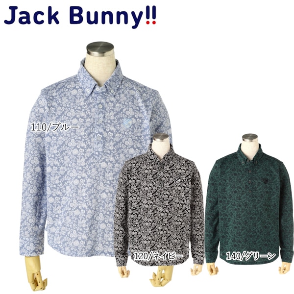【大特価80%OFF】Jack Bunny!!（ジャックバニー） 甘めカノコ 小花柄 リバティプリント 長袖 ボタンダウン カットソー プルオーバー ＜リバティプリントシリーズ＞ (JUNIOR) 264-0261909