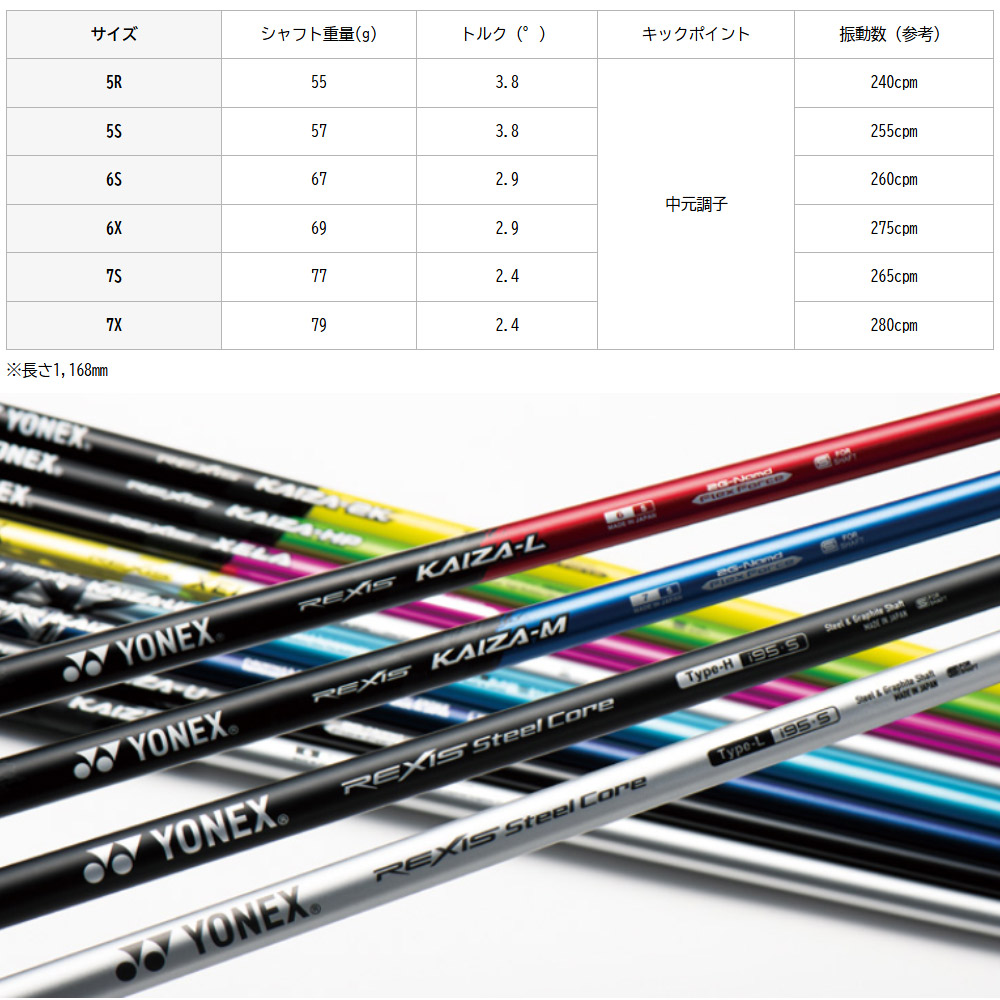 スリクソンZXi用OEMスリーブ付シャフト YONEX REXIS KAIZA-H