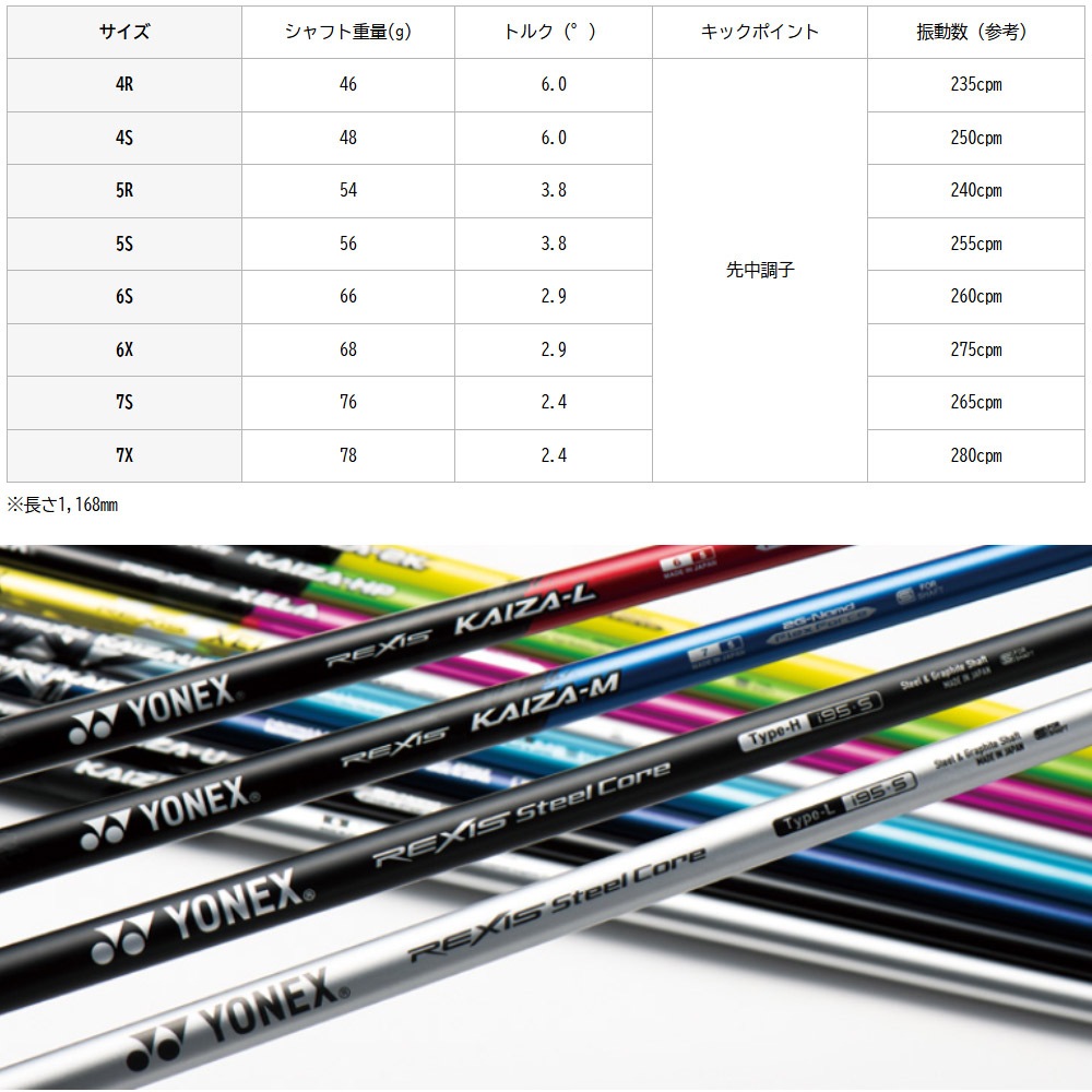 ピンG430US純正スリーブ付シャフト YONEX REXIS KAIZA-L