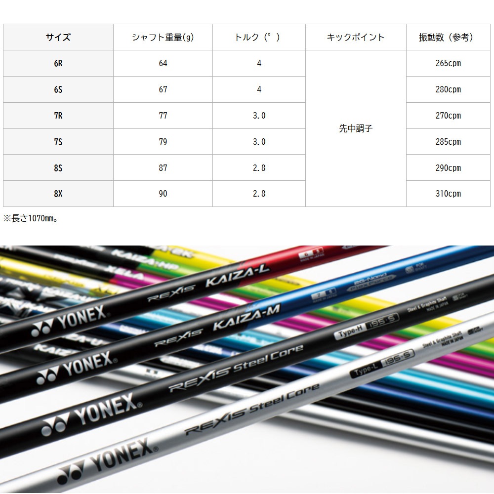 YONEX REXIS KAIZA-U 7R UT用シャフト 【公式通販】