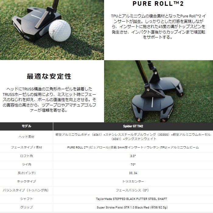 テーラーメイド スパイダーGT ブラック センターシャフト 33インチ TaylorMade（テーラーメイド） 【限定モデル】テーラーメイド ゴルフ