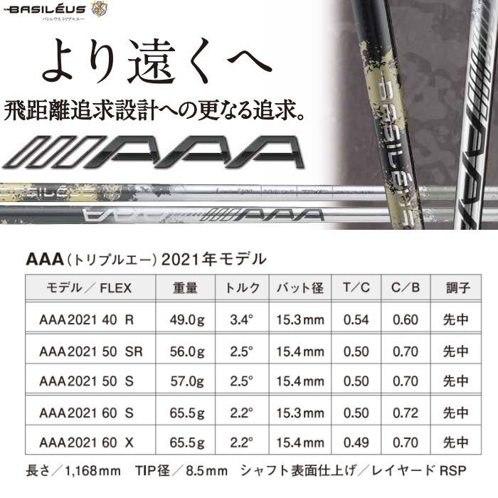 スリクソン用スリーブ付シャフト Basileus AAA 2021年モデル 