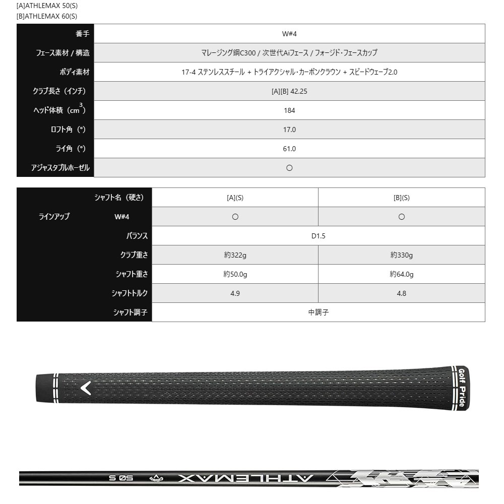 Callaway QUANTUM MINI BUFFYフェアウェイウッド キャロウェイ クァンタム ミニ FW ATHLEMAXシャフト