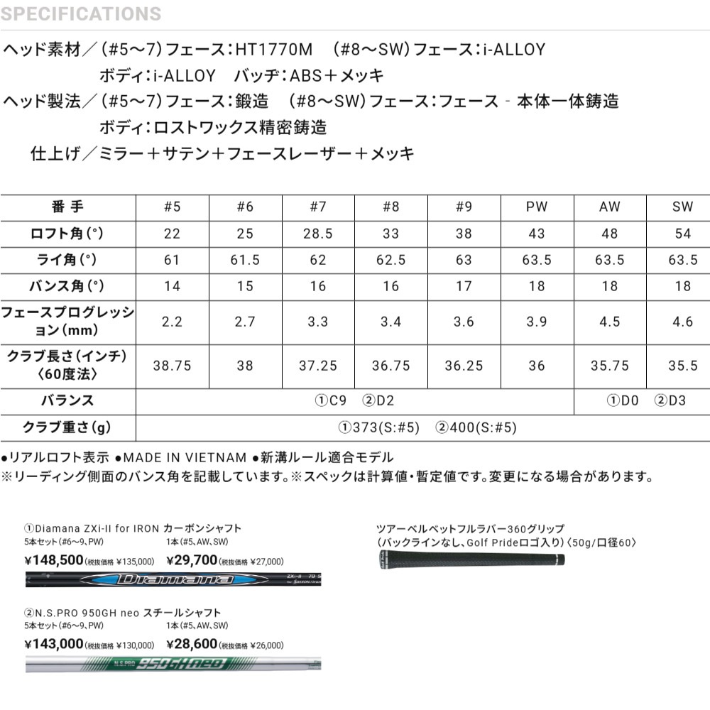 スリクソン ZXiR アイアン #5単品 NE950neo装着 SRIXON ZXi5 IRON #5単品 
