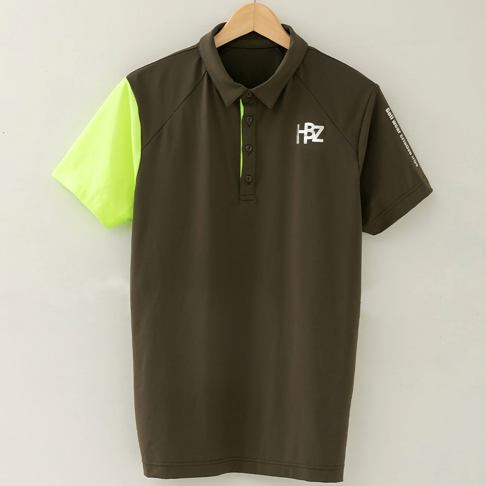 50%OFF】HBCS-03-1 HEBEZ GOLF メタプリントアシメバイカラーポロ