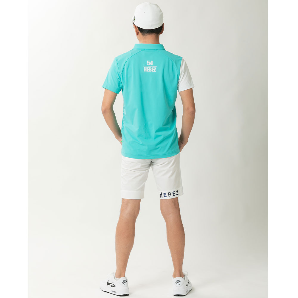 50%OFF】HBCS-03-1 HEBEZ GOLF メタプリントアシメバイカラーポロ