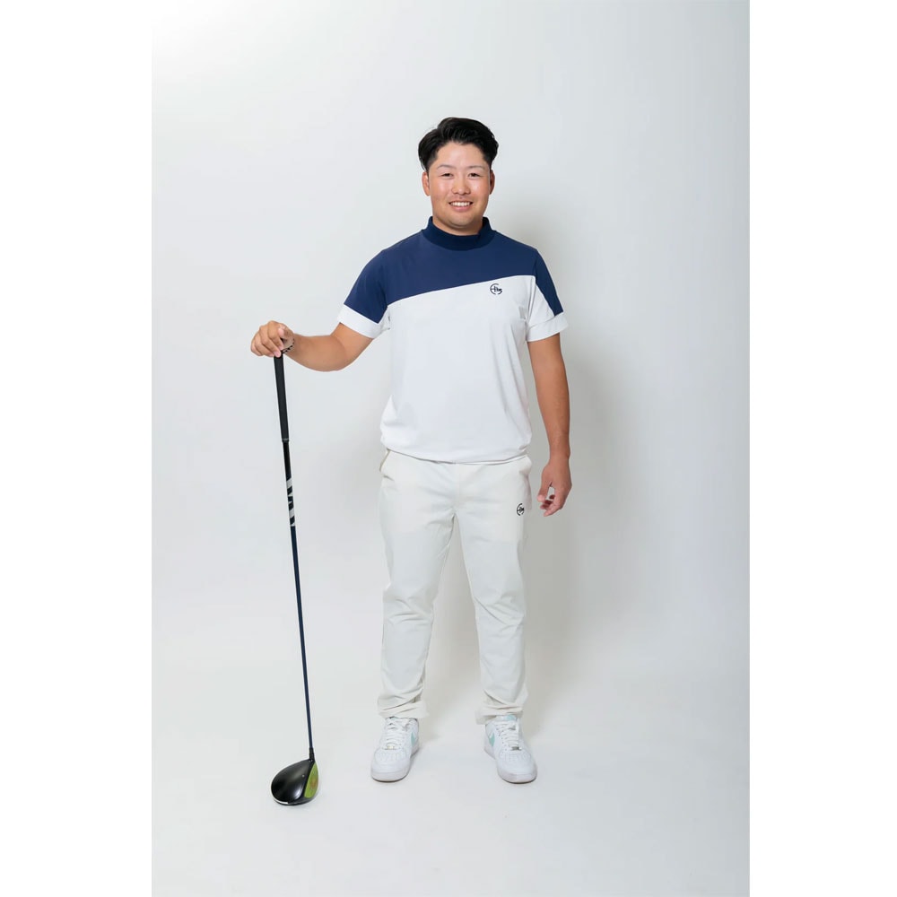 50%OFF】HBDS-01-1 HEBEZ ゴルフ リブ衿スラッシュバイカラーモック