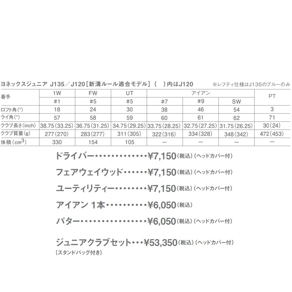 ジュニアクラブセット/バッグ付き】YONEX ジュニアクラブ7本/キャディ