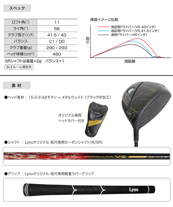 Lynx リンクス ゴルフ PARALLAX VS 超短尺ドライバー パララックス