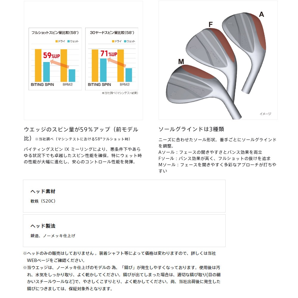 【カスタム特注品】ブリヂストン BITING SPIN WEDGE ノーメッキ DGHTS200 BRIDGESTONE バイティングスピンウェッジ