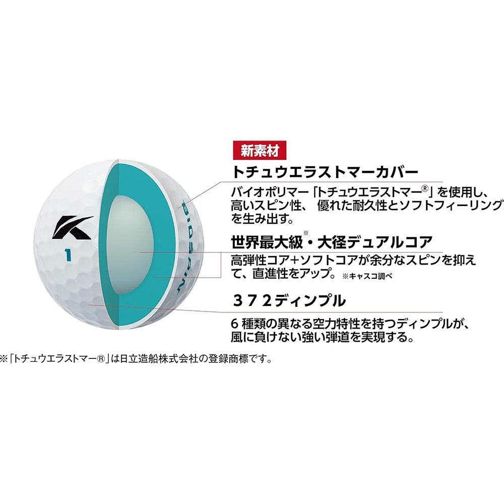 キャスコ バイオスピン ゴルフボール (6個入り)半ダース ホワイト KASCO BIOSPIN