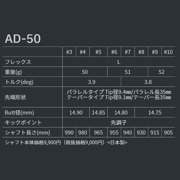 グラファイトデザイン Tour AD AD-50 アイアン用 番手別販売