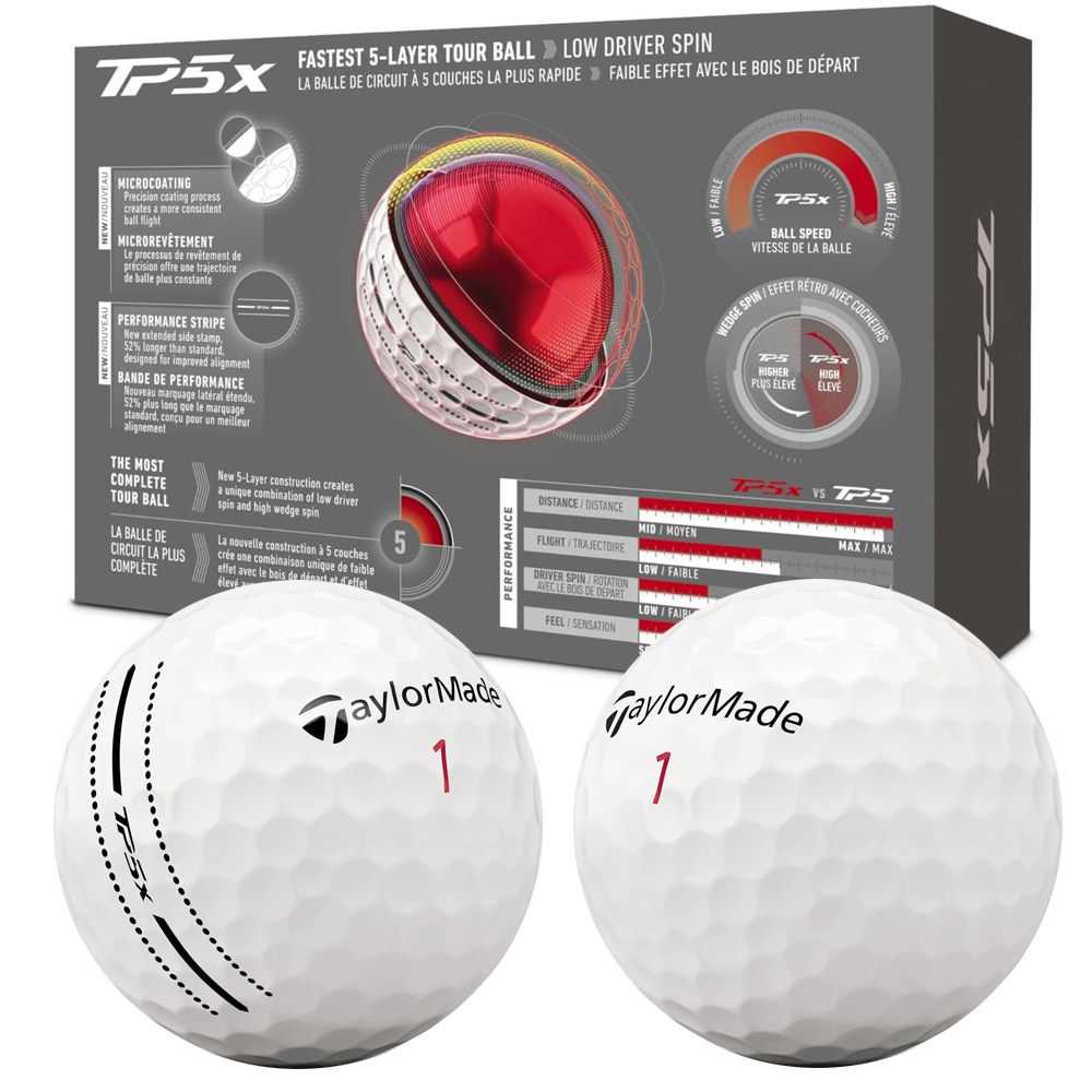 テーラーメイド TM26 TP5x パフォーマンスストライプ ボール 6球入り (2スリーブ) Taylormade Performance Stripe Ball 
