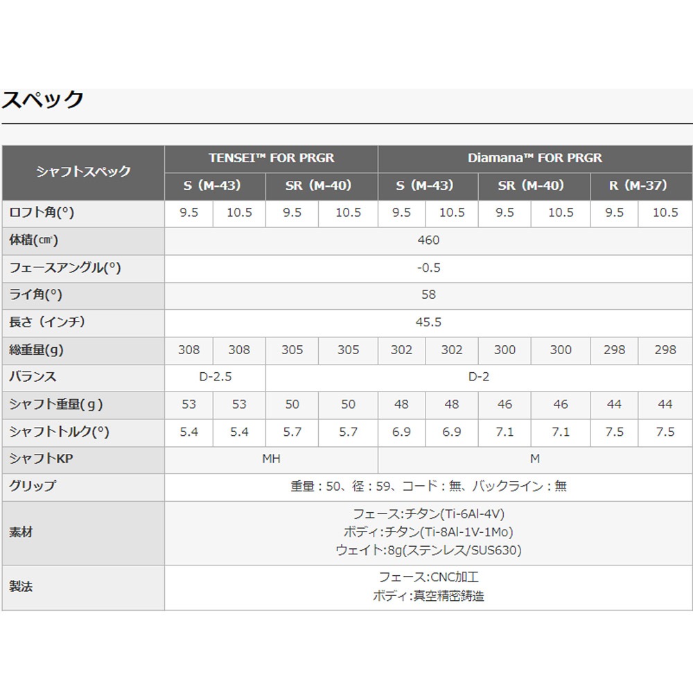 PRGR DR 24 RSX F ドライバー TOUR AD For PRGR プロギア 2024