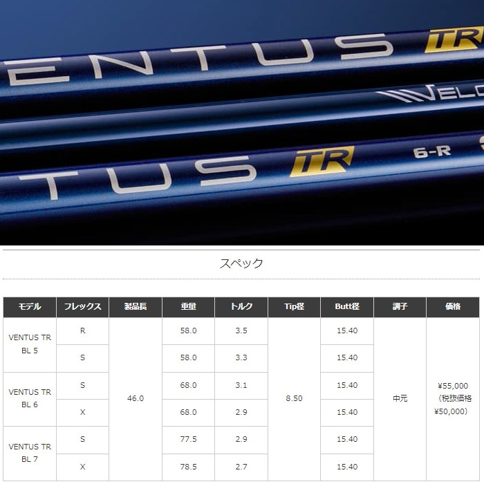 917 フジクラ ベンタスブルーTR 5S タイトスリーブ付 FW用 917