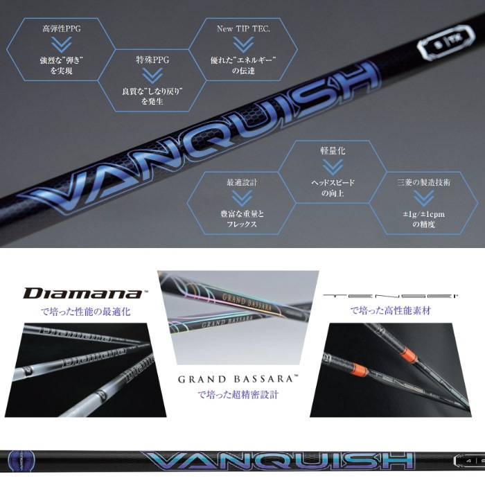 テーラーメイド用OEMスリーブ付シャフト 三菱ケミカル VANQUISH バン 