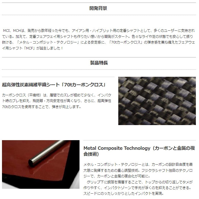 クーポン発行中 テーラーメイド用スリーブ付シャフト フジクラ MCF FW  