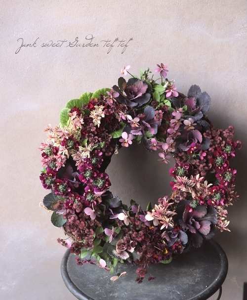 tef*tef*寄せ植えリース 2017 * no.35 * 『大人の赤のXmasリース