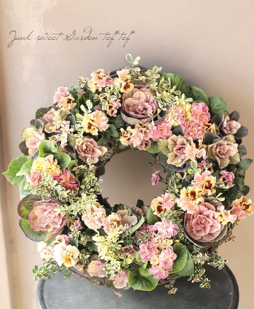 No.361　リース　寄せ植え 寄せ植え】 -TEFNIQUE-寄せ植えリース 2025 * no.11 * 大人可愛い