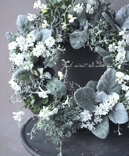 tef*tef*寄せ植えリース 2018 * no.35 * 『香水の香りのホワイト