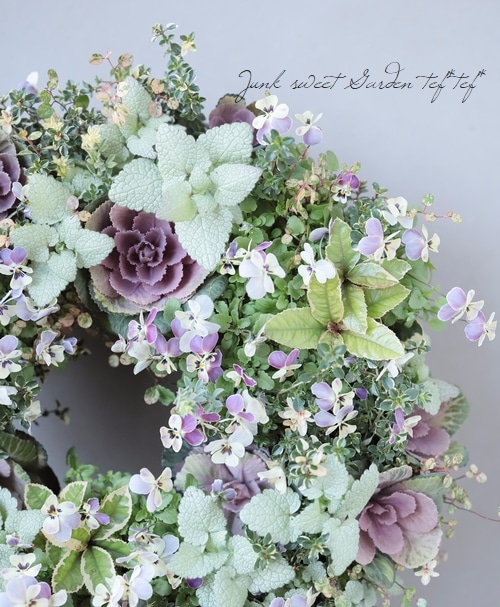 tef*tef*寄せ植えリース 2018 * no.46 * 『みもとビオラ・シュシュの