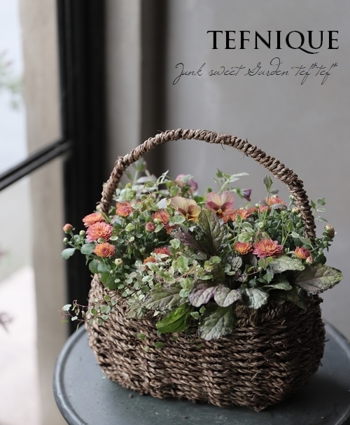 寄せ植え花□大人可愛いバスケット