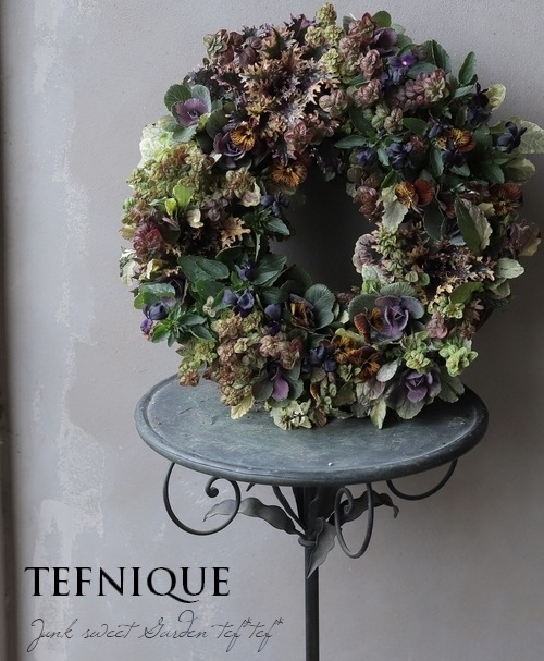 TEFNIQUE-寄せ植えリース 2019 * no.105 * 自然の山の紅葉をイメージし