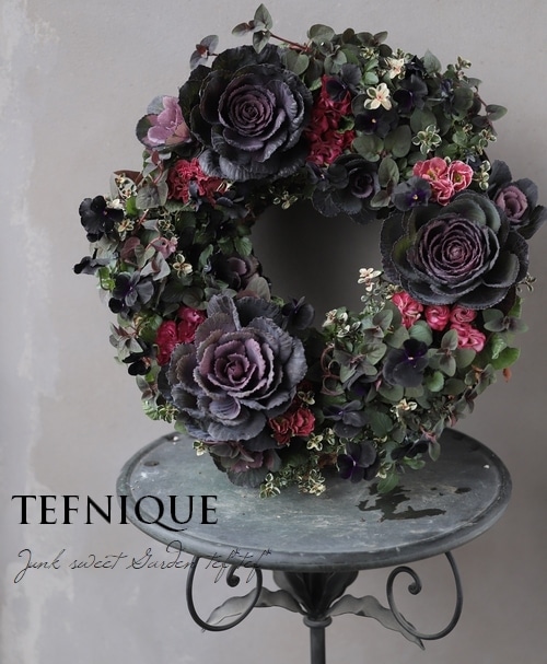 TEFNIQUE-寄せ植えリース 2019 * no.124 * 大人ムードなクリスマス