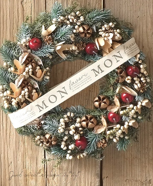 雑貨】 【冬・クリスマス】 ナチュラルリース 『幸せの住まい』 L