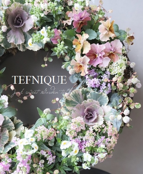 TEFNIQUE-寄せ植えリース 2020 * no.49 * お花いっぱいの森リース