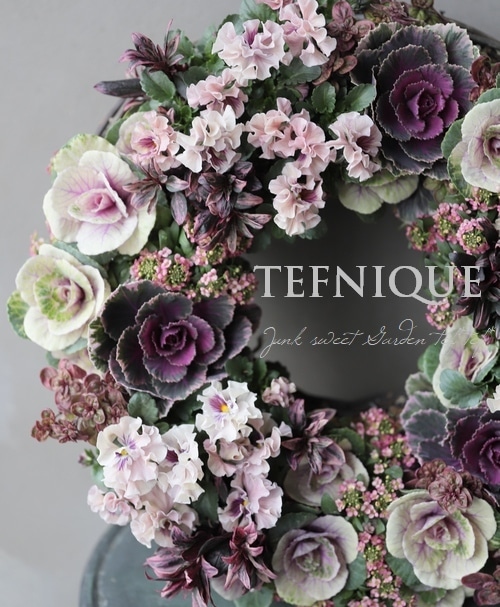 TEFNIQUE-寄せ植えリース 2020 * no.59 * 大人ピンクのアンティーク