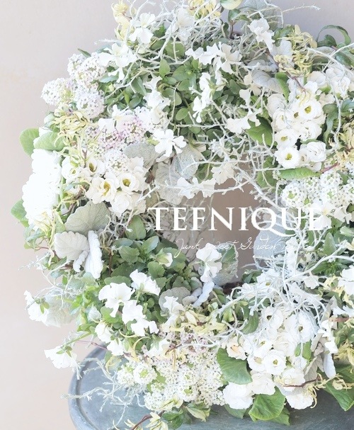寄せ植え】-TEFNIQUE-寄せ植えリース 2023 * no.03 * ホワイト