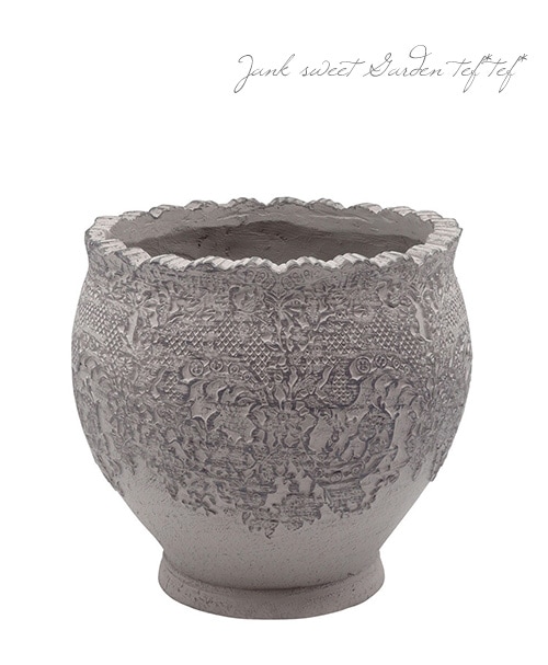 雑貨】【軽量】 セリーヌレース ジャー【グレー】 | 鉢・テラコッタ
